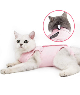 oUUoNNo cat Wound Surgery Recovery Suit for Abdominal Wounds or Skin Diseases, After Surgery Wear, Pajama Suit, E-collar Alternative for cats (L, Pink)