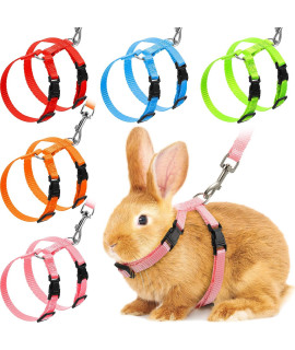 5 Pieces Adjustable Rabbit Harness Leash Bunny Harness for Pet Walk Running Jogging Leash Harness for Bunny Cat Puppy Kitten Ferret and Other Small Pet (Fresh Color)