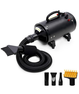 Free Paws Pet Dryer Dog Hair Dryer 4.0HP Stepless Adjustable Speed and Temperature, Professional Pet Hair Force Dryer Dog Grooming Blower with Heater, Spring Hose, and 5 Different Nozzles