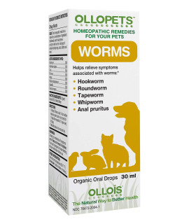 OLLOPETS Worms, Organic Homeopathic Remedy for All Pets, 1 Fl Ounce