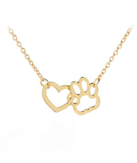 Paw Print Necklace for Women Girls Dog Cat Pet Footprints Choker Necklace Jewelry for Birthday Christmas Gifts Gold