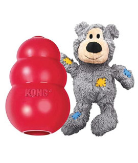 KONG - Classic and Wild Knots Bear - Dog Chew Toy and Stuffed Dog Rope Toy - for Small Dogs