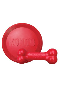 KONG - Goodie Bone and Flyer - Durable Rubber Chew Bone and Flying Disc - for Small Dogs