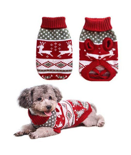 Vehomy Dog Christmas Sweaters Pet Winter Knitwear Xmas Clothes Classic Warm Coats Reindeer Snowflake Argyle Sweater for Kitty Puppy Cat-L