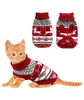 Vehomy Dog Christmas Sweaters Pet Winter Knitwear Xmas Clothes Classic Warm Coats Reindeer Snowflake Argyle Sweater for Kitty Puppy Cat-S
