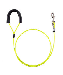 AMOFY 5 ft Dog Tie Out Cable Leash with Coated Steel Cable and Soft Padded Handle Dog Leashes for Medium Dog Yellow