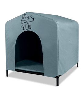Floppy Dawg Just Chillin?Portable Dog House. Elevated Pet Shelter for Indoor and Outdoor Use. Made of Water Resistant Breathable Oxford Fabric. Easy to Assemble and Lightweight. 24L x 23W x 25H