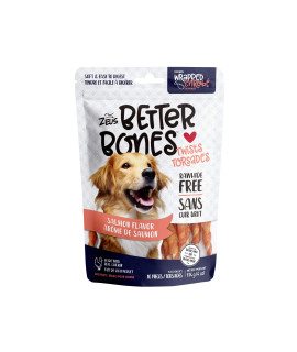 ZEUS Better Bones Dog Treats, Rawhide Free Healthy Dog Treats, Salmon and Chicken Twist, 10 Count