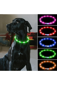Candofly Rechargeable LED Dog Collar - Glow in The Dark Pet Safety Collar Cuttable Size Light Up Collars LED Dog Lights Keep Your Dogs Visible & Safe for Night Walking (Green-Silicone)