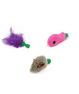 Furever 3 Replacement Cat Toy Attachments to use with The Pop and Play; Includes One Mouse, One Fish and One Feather. Ideal for Your cat, Interactive Way. Best Cat Toys Ever