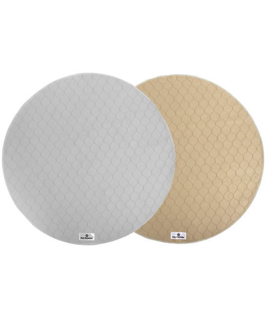 Pet Parents Washable Round Whelping Pads (2pack) of 36 Circle Premium Pee Pads for Dogs, Waterproof Dog Pee Pads, Circle Reusable Dog Training Pads, & Pet Pee Pads! Modern Puppy Pads! -1 Tan & 1 Grey