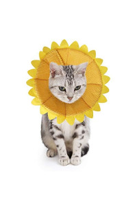SLSON cat Recovery collar Pet cone collar Soft Protective cotton cone Adjustable Fasteners collar for cat and Puppy, Yellow (S)
