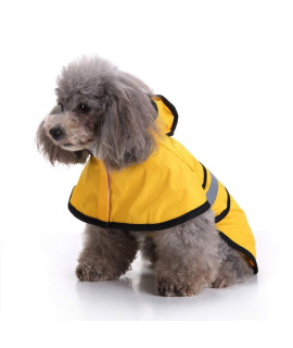 Lifeunion Small Dog Reflective Raincoat with Hood Harness Hole, Waterproof Slicker Poncho for Puppies Doggie(Small, Yellow)