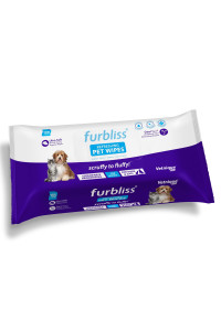 Vetnique Labs Furbliss Hygienic Pet Wipes for Dogs & Cats, Cleansing Grooming & Deodorizing Hypoallergenic Thick Wipes with All Natural Deoplex Deodorizer (Refreshing Scent, 100ct Pouch)