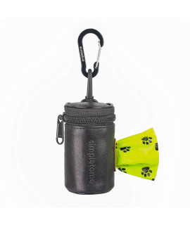 simpletome Dog Waste Bag Dispenser for Leash Belt Waterproof YKK Zipper Wear-Resistant (Microfiber Leather Black)
