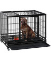 Dog Crate Cage for Large Dogs Heavy Duty 48 Inches Dog Kennel Pet Playpen for Training Indoor Outdoor with Plastic Tray Double Doors & Locks Design