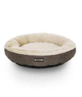 FEANDREA Dog Bed, Dog Sofa, Cat Bed, Donut Shape, Round, 55 cm Dia, Brown PGW55C