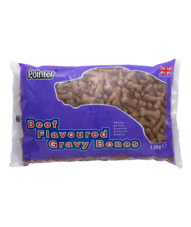 Pointer - Beef Flavoured gravy Bones, Beefy Dog Treats, Tasty gravy Dog Bones, 15kg