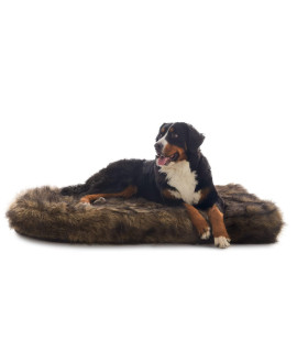 Laifug Large Faux Fur Dog Bed,5-inch Thick Grade Orthopedic Memory Foam Dog Bed(50x30x5),Removable Cover with Anti-Slip Bottom,Waterproof Liner