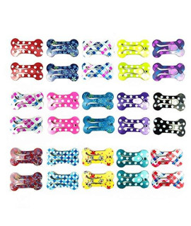 30 Pcs Puppy Cat Dog Hair Clips 1 Inch Min Bone Clips Multicolor Dog Topknot Bows Dog Grooming Bows Pet Supplies Dog Bows Dog Hair Accessories