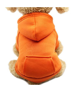 Jecikelon Winter Dog Hoodie Sweatshirts with Pockets Warm Dog Clothes for Small Dogs Chihuahua Coat Clothing Puppy Cat Custume (Medium, Orange)