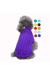 Small Dog Sweater, Warm Pet Sweater, Cute Knitted Classic Dog Sweaters for Small Dogs Girls Boys, Dog Sweatshirt Cat Sweater Clothes Coat Apparel for Small Dog Puppy Kitten Cat (Large, Purple)