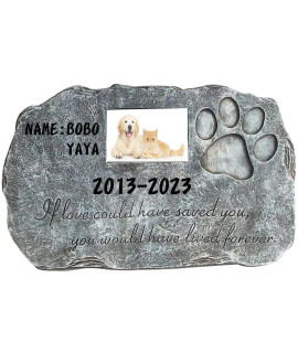 Re-Call Black Pet Tombstone Dog or Cat Memorial Stone Personalized with Waterproof Photo Dog or Cat Grave Markers in Lawn and Garden (Black)