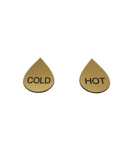 ABS Self Stick cold Water Label Hot Water Label Droplet Shape - golden 1 Pair