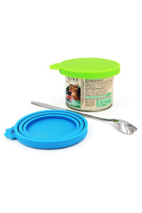 Comtim Pet Food Can Lids, Silicone Can Covers for Dog Cat Food, Universal Size Fit Small Medium Large Cans, 2 Pack and 1 Pet Food Cans Spoon