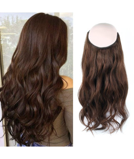 Sassina Wire Hair Extensions Real Human Hair, 3 Brown color with Invisible Transparent Miracle Wire Hair Extensions 20 Inch One Piece for Full Head 120 grams