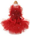 MaruPet Fashion Sweet Puppy Dog Blingbling Princess Skirt Pet Dog Lace cake camisole Tutu Dress Red XXS