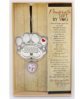 Pet Memorial Ornament - 3 Metal Casted Paw Print Design Ornament with Photo Charm - Beautiful Remembrance Gift for a Grieving Pet Owner - Includes Pawprints Left by You Poem Card