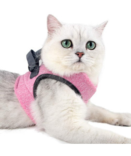 Heywean Cat Harness and Leash - Ultra Light Escape Proof Kitten Collar Cat Walking Jacket with Running Cushioning Soft and Comfortable Suitable for Puppies Rabbits (M, Pink)