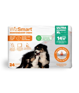 WizSmart Heavyweight Ultra XL Dog & Puppy Training Pads, Made with Upcycled Unusued Baby Diapers and Renewable EucaFluff, 10 Cups , 23.5 x 31.5 (24 Count)