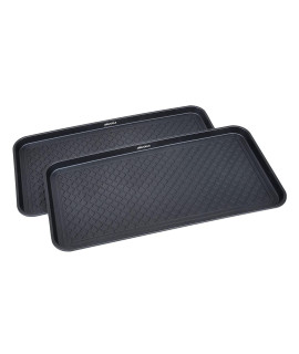 Great Working Tools Boot Trays Set of 2 Heavy Duty Shoe Trays All Season Pet Feeding Trays Snow Mat for Muddy Shoes Wet Boots - Black, 30 x 15 x 1.2