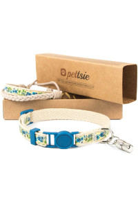 Pettsie Kitten Collar Breakaway Safety and Friendship Bracelet, ID Tag Tube, Durable, Comfortable and Soft Cotton for Sensitive Skin, Carton Box, D-Ring for Accessories, Adjustable 5-8 Inches, Blue