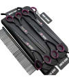 7.0 inches Professional Dog Grooming Scissors Set Straight & thinning & Curved & chunkers 4pcs in 1 Set (with Comb)
