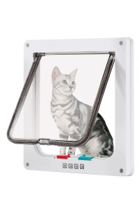 CEESC Large Cat Door (Outer Size 11 x 9.8), 4 Way Locking Cat Door for Windows & Sliding Glass Door, Weatherproof Cat Flap Door for Cats & Doggie with Circumference < 24.8