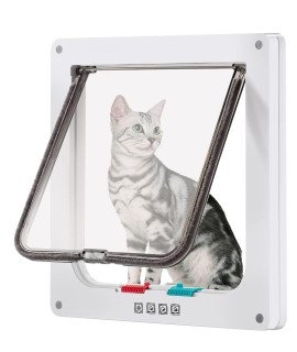 CEESC Large Cat Door (Outer Size 11 x 9.8), 4 Way Locking Cat Door for Windows & Sliding Glass Door, Weatherproof Cat Flap Door for Cats & Doggie with Circumference < 24.8