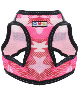 Pawtitas Dog Vest Harness Made with Breathable Air Mesh All Weather Vest Harness for Medium Puppies and Extra Large Cats with Quick-Release Buckle - Medium Pink Camo Mesh Dog Harness