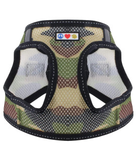 Pawtitas Dog Vest Harness Made with Breathable Air Mesh All Weather Vest Harness for Small Puppies and Large Cats with Quick-Release Buckle - Small Green Camo Mesh Dog Harness