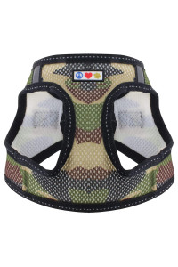 Pawtitas Dog Vest Harness Made with Breathable Air Mesh All Weather Vest Harness for Extra Small Puppies and Large Cats with Quick-Release Buckle - Extra Small Green Camo Mesh Dog Harness