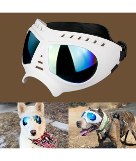 Namsan Dog Sunglasses Large Breed Anti-UV Dog Goggles for Medium-Large Dogs Windproof Anti-Dust Antifog Soft Pet Dog Glasses for Long Snout Dogs Eyes Protection, White