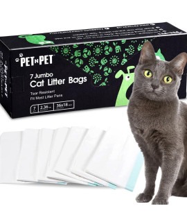 Pet N Pet Cat Litter Bags 7 Counts Litter Box Liners, Tear Resistant Cat Litter Box Liners, Elastic Litter Bags with Drawstring, Kitty Litter Bags Cat Poop, Jumbo Cat Litter Liners Bags