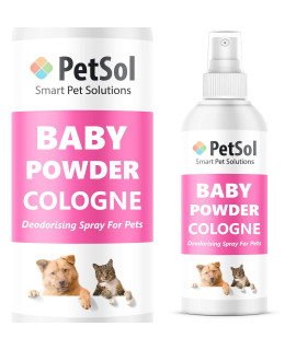 PetSol Baby Powder cologne Perfume For Dogs - Long Lasting Dog Deodoriser Spray - Refreshes, conditions & Deodorises coat - 240ml - cruelty Free conditioner Perfume for Dogs, cats & Pets