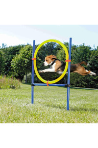Petprime Dog Jump Ring Agility Kit Hoop Jump Set, Dog Agility Training Course Equipment Professional, Jump Obstacle Course for Dogs Outdoor, Puppy Agility Course Backyard Set, 21.7? in Diameter