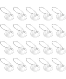 FEBSNOW Aquarium Suction Cups - 20 Pack Fish Tank Suction Cups Aquarium Suction Cup Clip Suction Hooks with 30 PCS Adjustable Cable Ties for Plants, Planter, Binding Moss Shrimp Nest