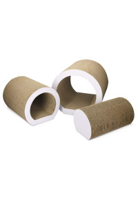Navaris cat Tunnel Scratcher Set (3-Pieces) - corrugated cardboard Paper Scratching Board Tubes and Roll Toy for cats - Scratch, Lounge, Hide and Play
