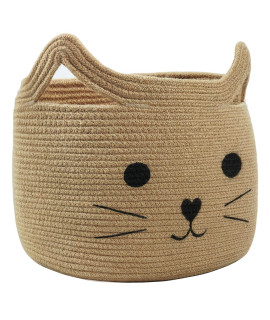 HiChen Large Woven Jute Rope Storage Basket, Laundry Basket Organizer for Toys, Blanket, Clothes, Towels, Gifts Pet Gift Basket for Cat, Dog - 15.7 L11.8 H