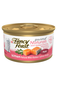 Purina Fancy Feast Grain Free Pate Wet Kitten Food Gourmet Naturals Wild Alaskan Salmon Recipe - 3 oz. Can